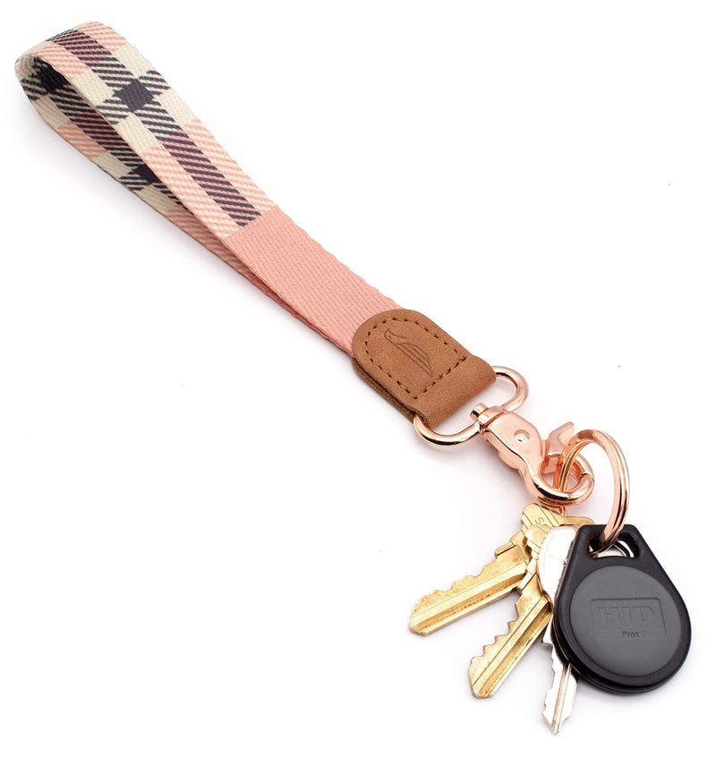 POCKT Lanyard for Keys Wristlet Strap Key Chain Holder for Men and Women - Cool Hand Wrist Lanyards for Keys and Wallets | Pink Plaid - Image 3